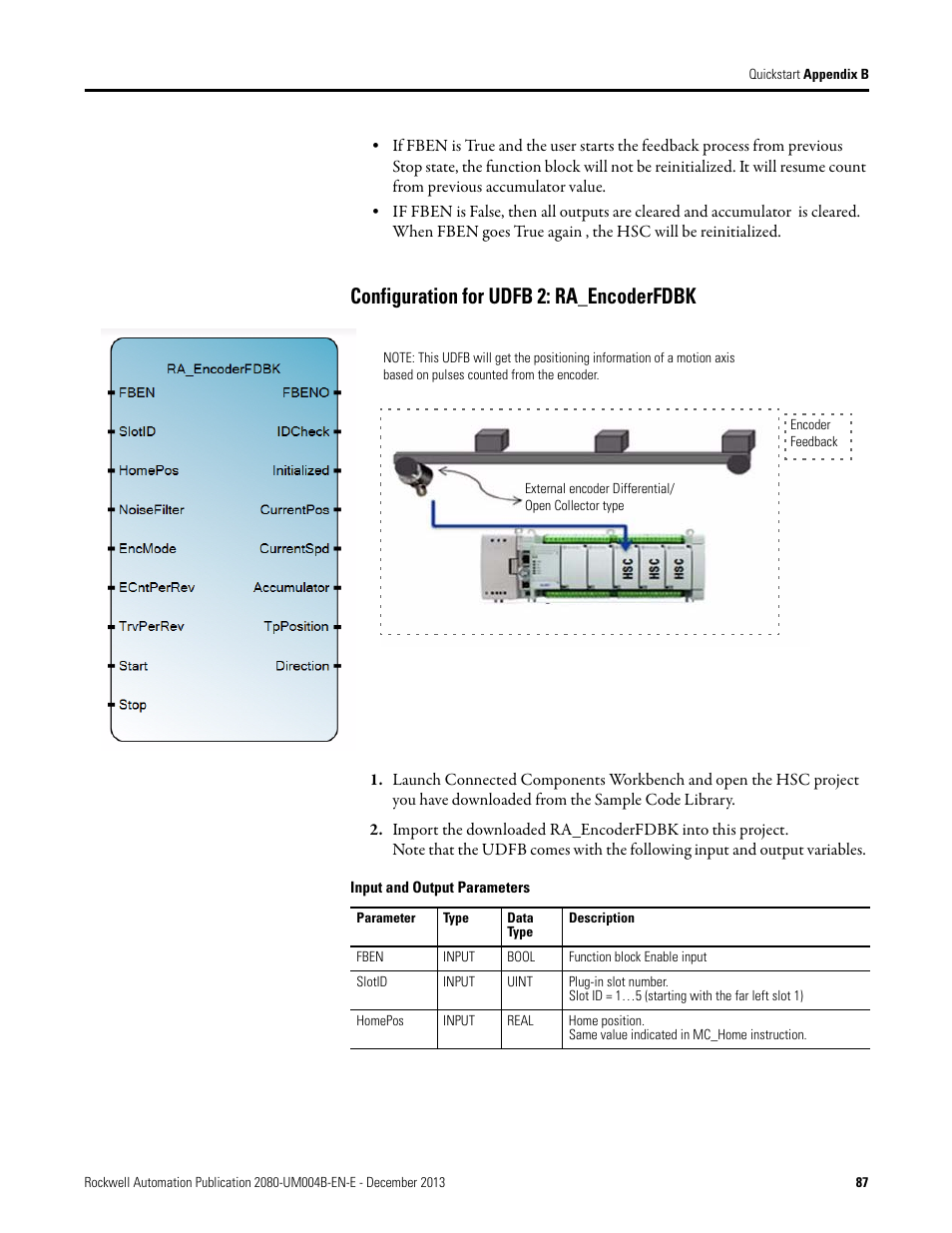 Configuration for udfb 2: ra_encoderfdbk | Rockwell Automation 2080 Micro800 Digital and Analog Plug-in Modules User Manual | Page 95 / 108