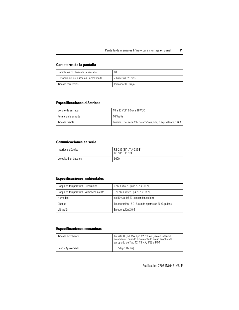 Rockwell Automation 2706-P22R InView Panel Mount Message Display Installation Instructions User Manual | Page 41 / 52