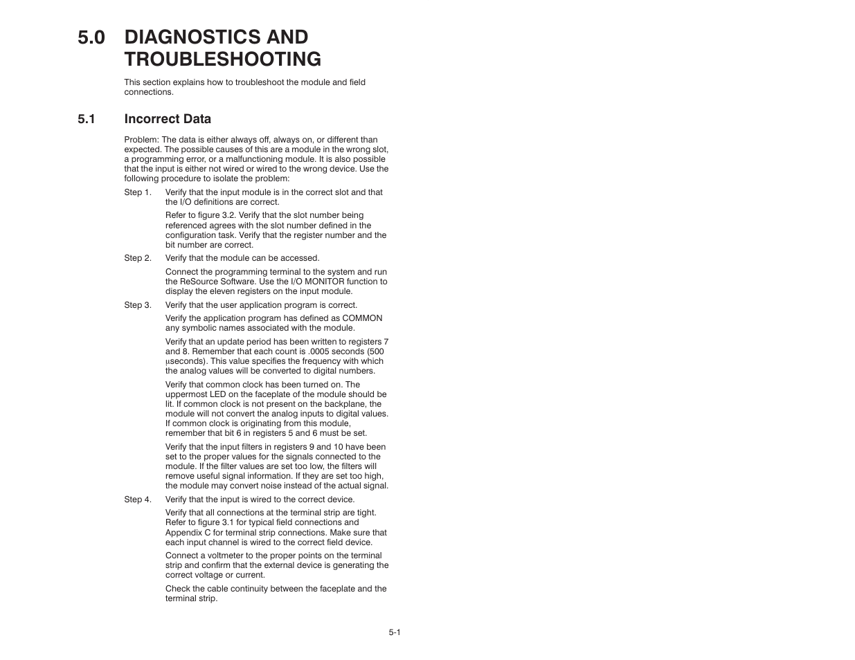 0 diagnostics and troubleshooting, 1 incorrect data | Rockwell Automation 57C409 2 Channel Analog Input Module User Manual | Page 27 / 44