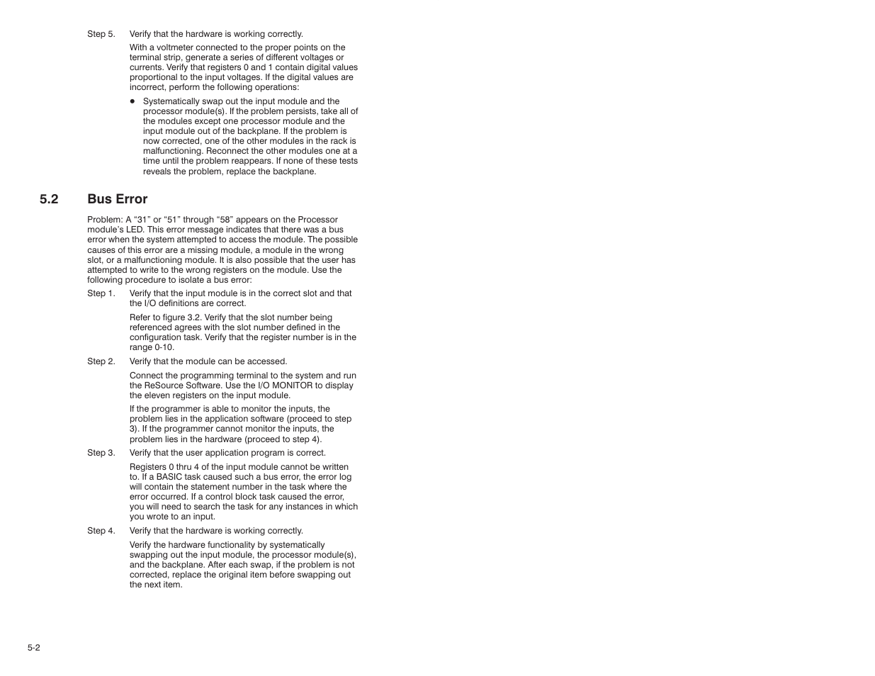 2 bus error | Rockwell Automation 57C409 2 Channel Analog Input Module User Manual | Page 28 / 44