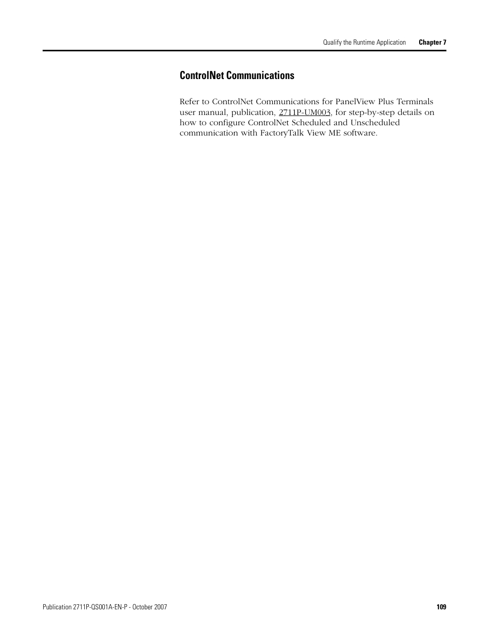 Controlnet communications | Rockwell Automation Migrating PanelView Enhanced Terminal Applications User Manual | Page 109 / 160