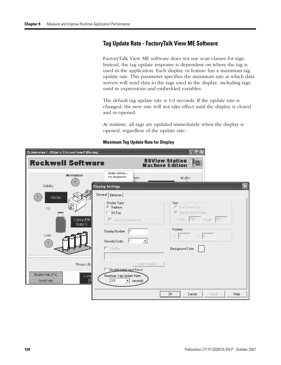 Tag update rate - factorytalk view me software | Rockwell Automation Migrating PanelView Enhanced Terminal Applications User Manual | Page 124 / 160