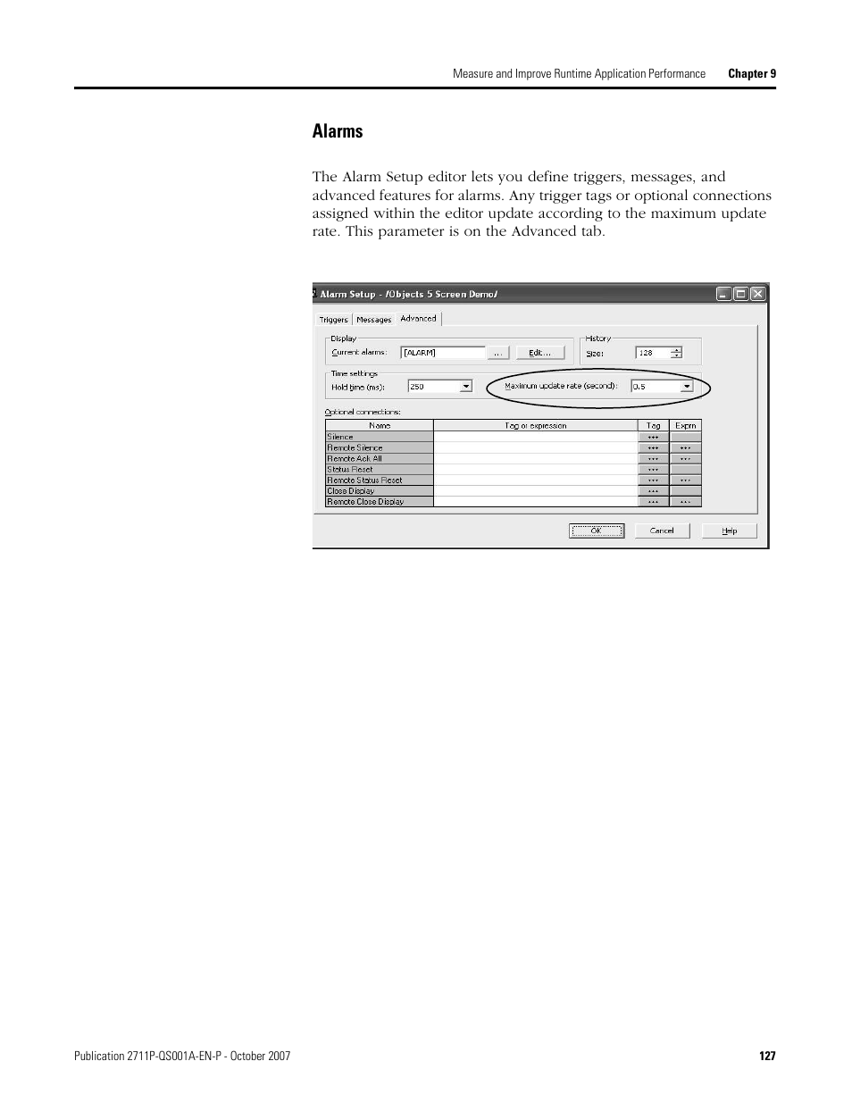 Alarms | Rockwell Automation Migrating PanelView Enhanced Terminal Applications User Manual | Page 127 / 160