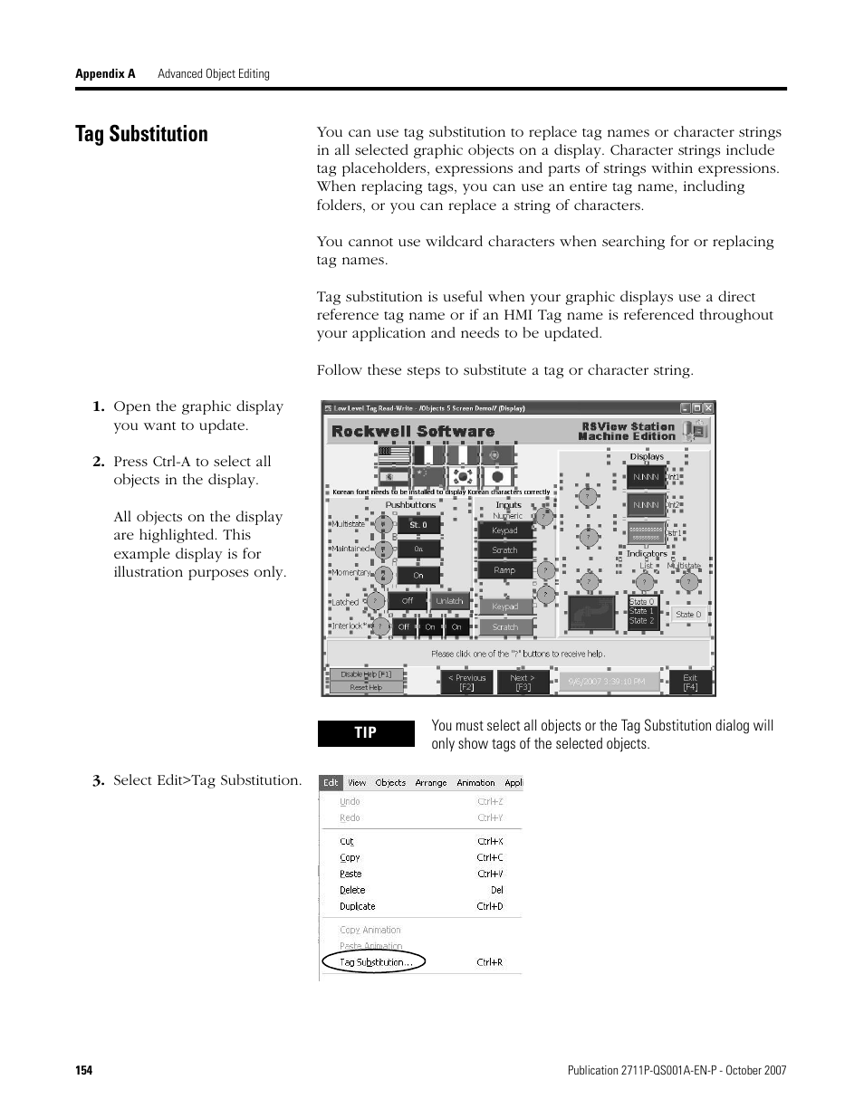 Tag substitution | Rockwell Automation Migrating PanelView Enhanced Terminal Applications User Manual | Page 154 / 160