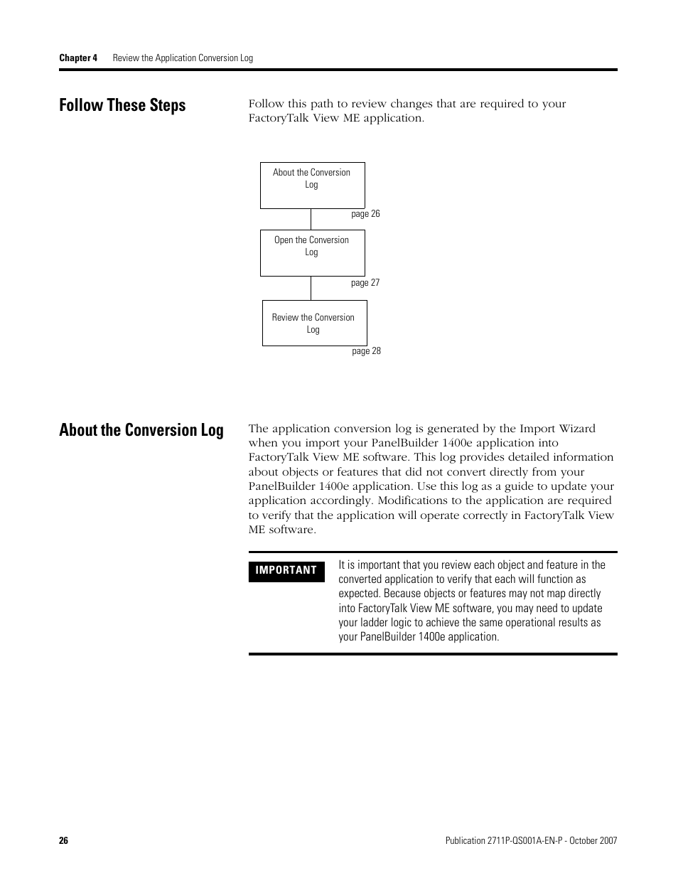 Follow these steps, About the conversion log, Follow these steps about the conversion log | Rockwell Automation Migrating PanelView Enhanced Terminal Applications User Manual | Page 26 / 160