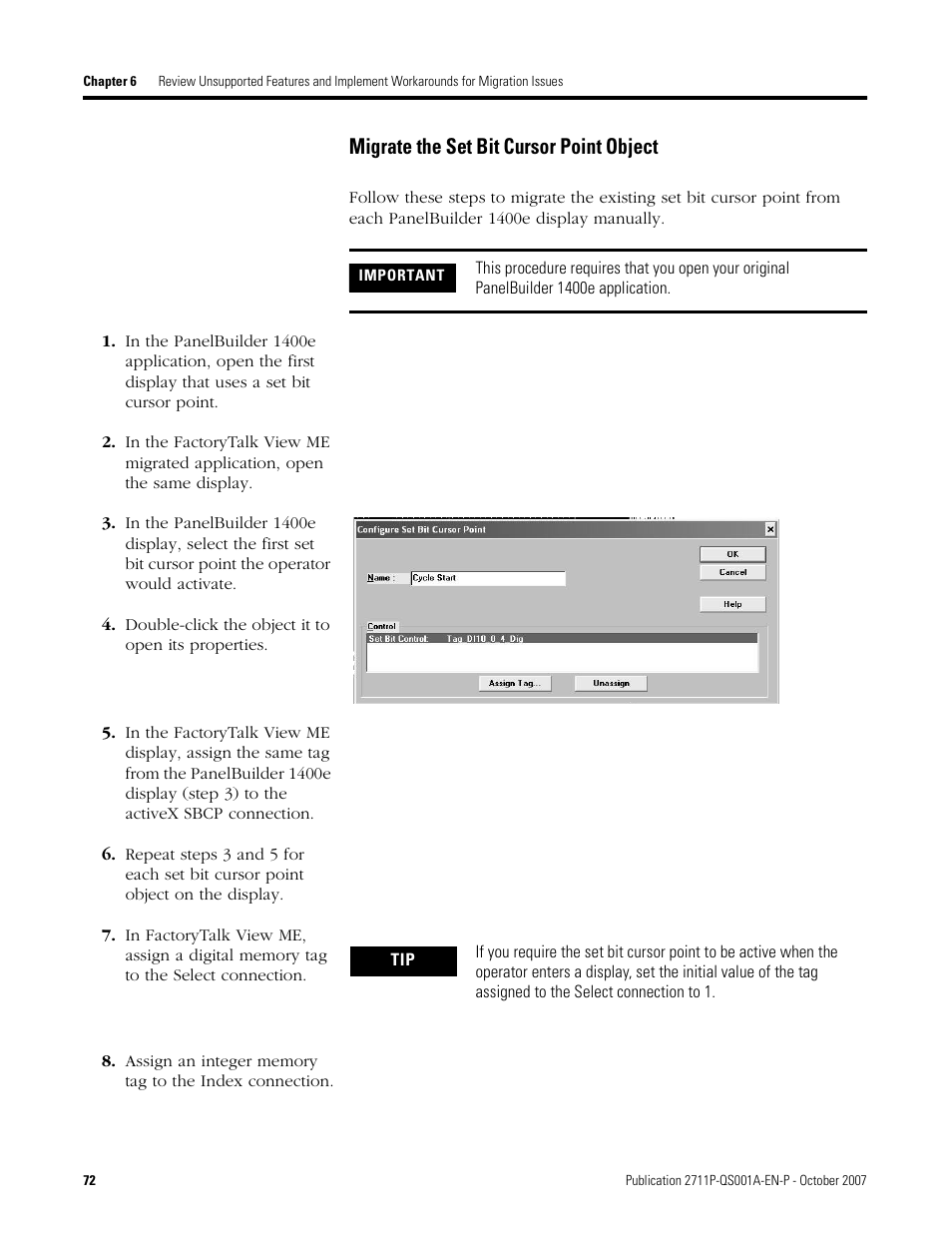 Migrate the set bit cursor point object | Rockwell Automation Migrating PanelView Enhanced Terminal Applications User Manual | Page 72 / 160