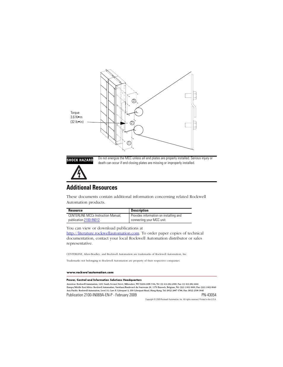 Additional resources, Back cover | Rockwell Automation 2100H-ECPxx CENTERLINE Motor Control Center End Closing Plates User Manual | Page 4 / 4
