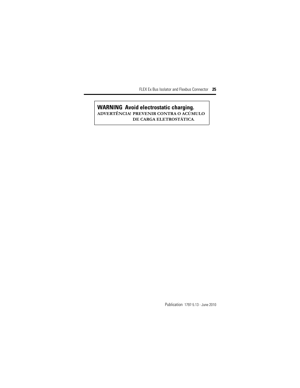 Warning avoid electrostatic charging | Rockwell Automation 1797-CEC FLEX Ex Bus Isolator and Flexbus Connector User Manual | Page 25 / 28