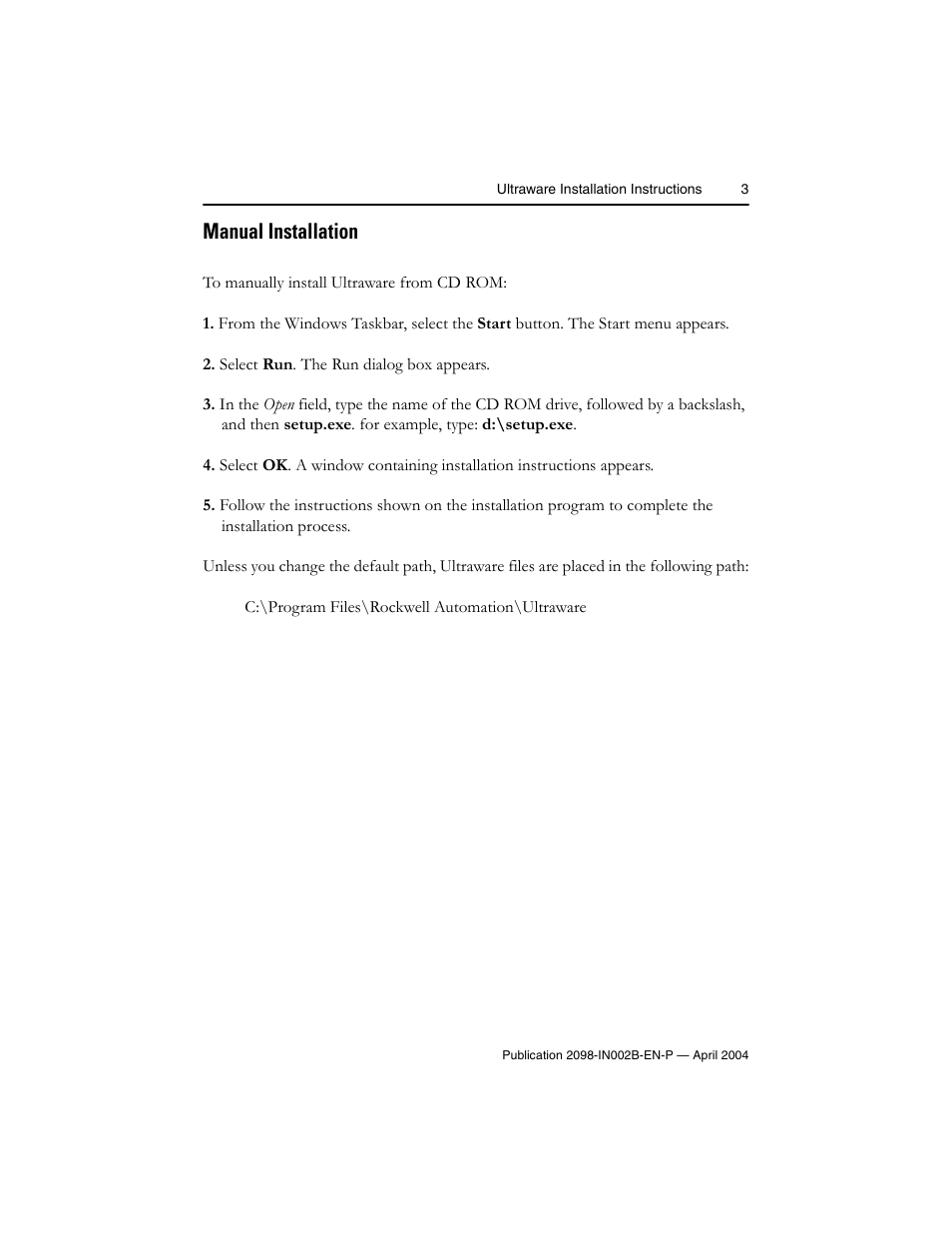 Manual installation | Rockwell Automation 2098-UWCPRG Ultraware Installation Instructions User Manual | Page 3 / 4