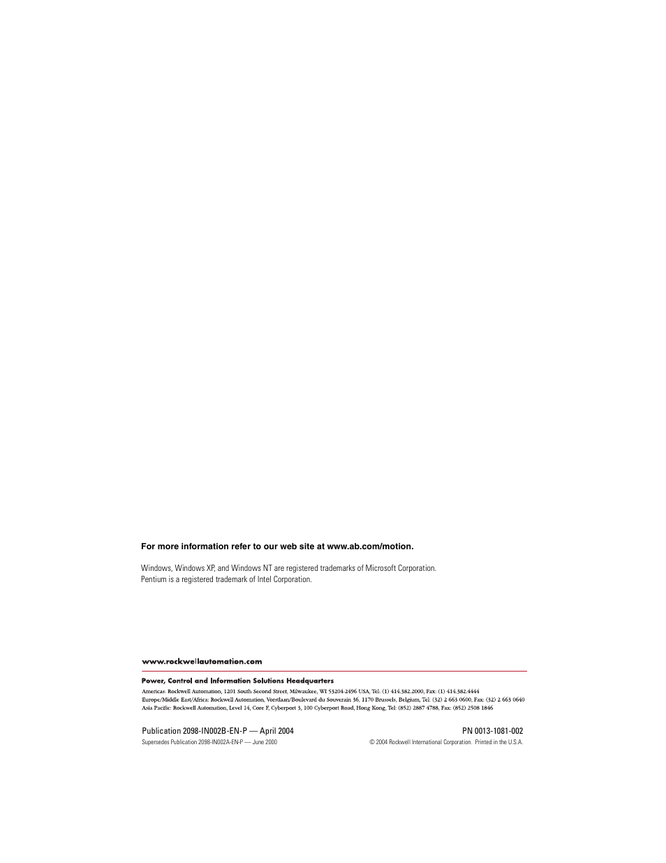 Rockwell Automation 2098-UWCPRG Ultraware Installation Instructions User Manual | Page 4 / 4