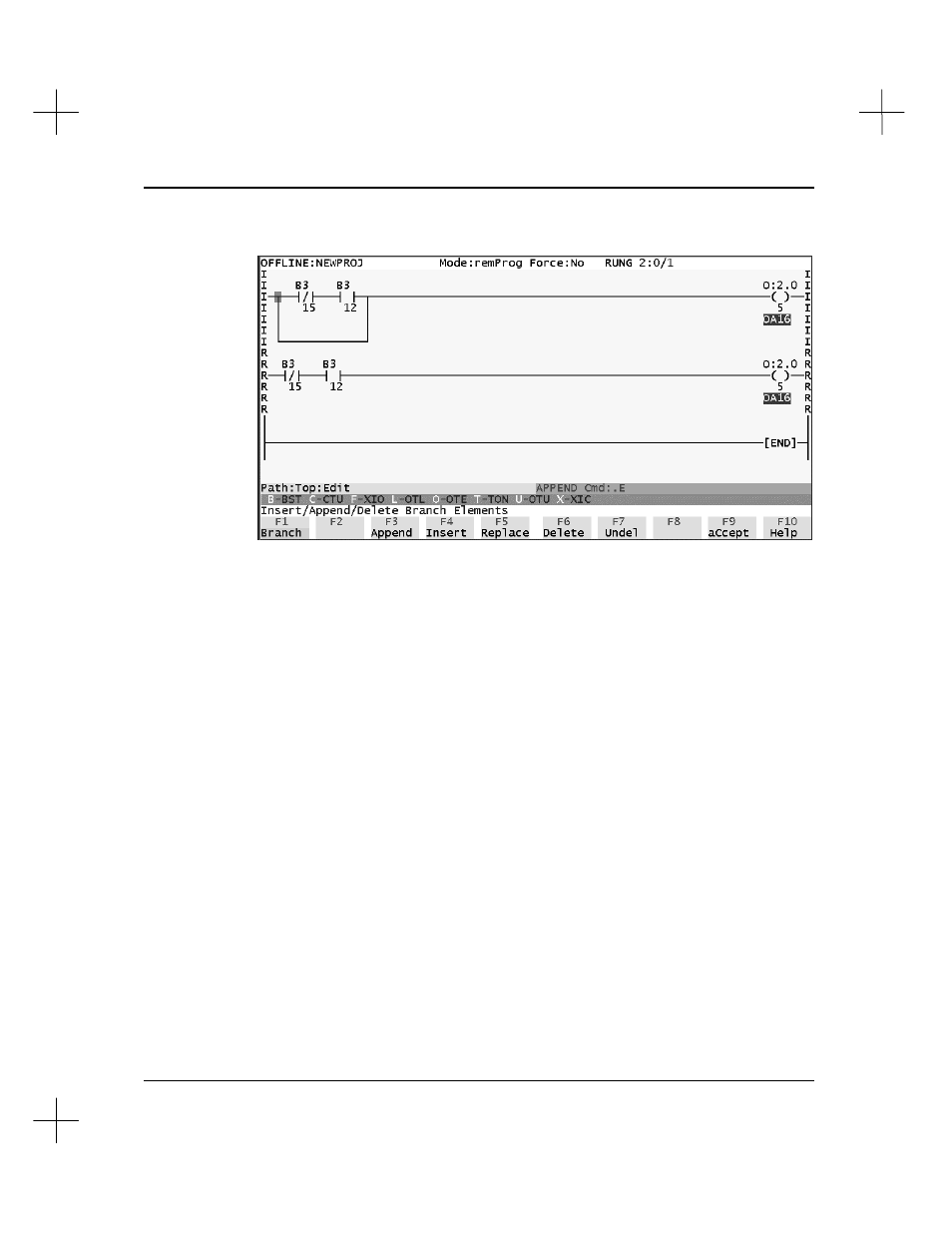 Adding instructions to a branch | Rockwell Automation 9323-S5500D A.I. SERIES MICROLOGIX 1000 AND PLC-500 SOFTW User Manual | Page 138 / 547