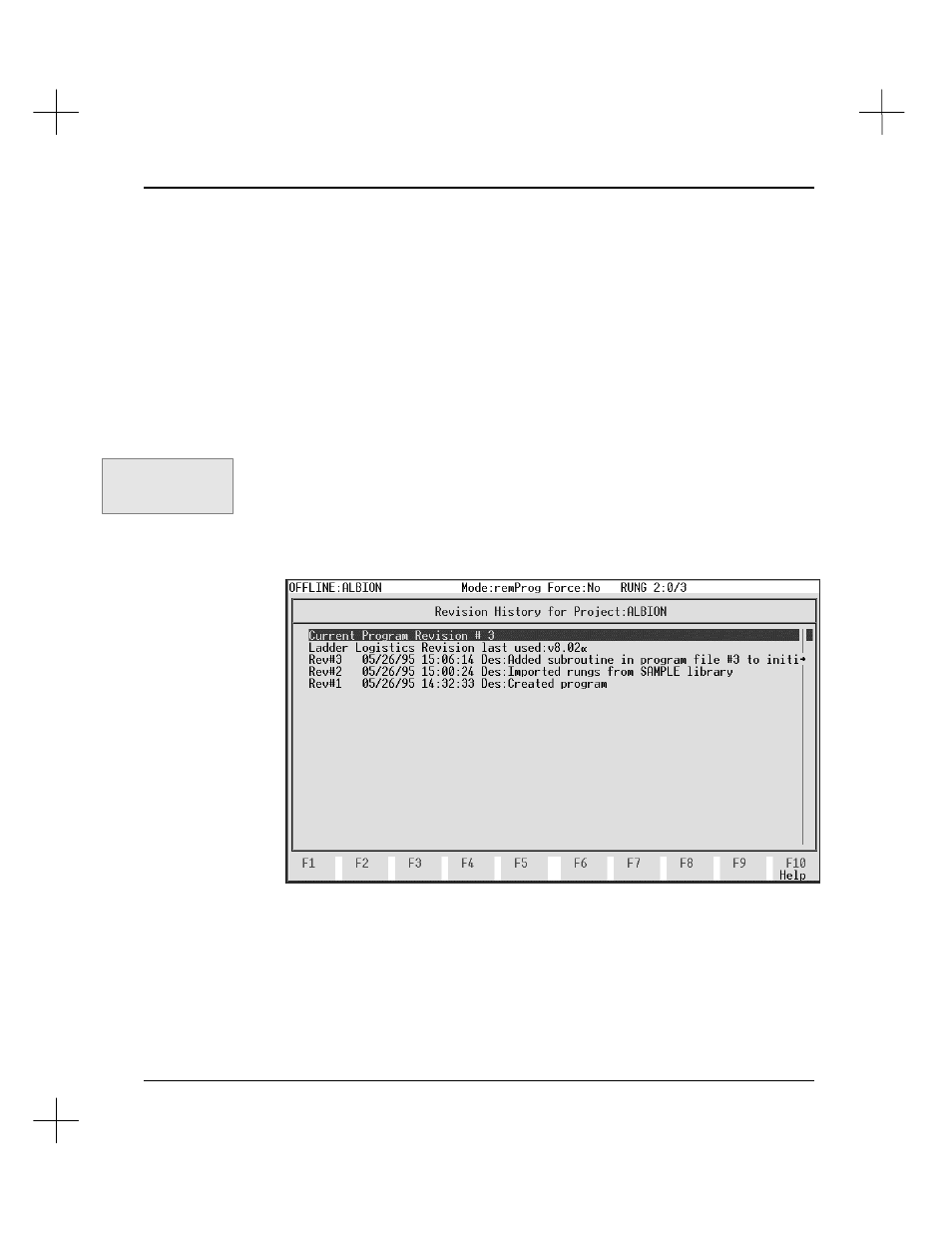 Revision history display | Rockwell Automation 9323-S5500D A.I. SERIES MICROLOGIX 1000 AND PLC-500 SOFTW User Manual | Page 187 / 547