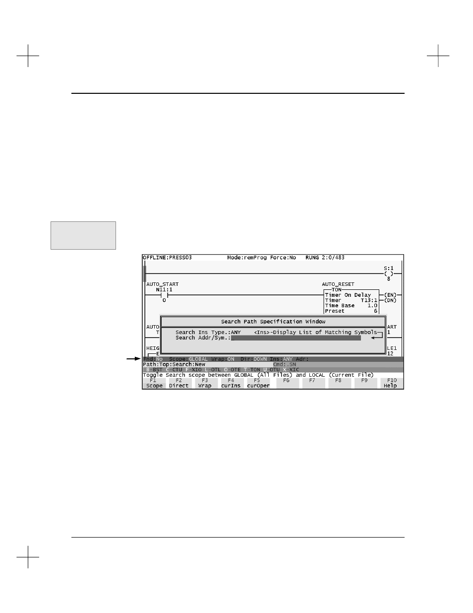 Search parameters | Rockwell Automation 9323-S5500D A.I. SERIES MICROLOGIX 1000 AND PLC-500 SOFTW User Manual | Page 221 / 547