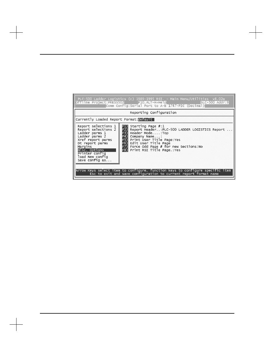 Miscellaneous options | Rockwell Automation 9323-S5500D A.I. SERIES MICROLOGIX 1000 AND PLC-500 SOFTW User Manual | Page 244 / 547