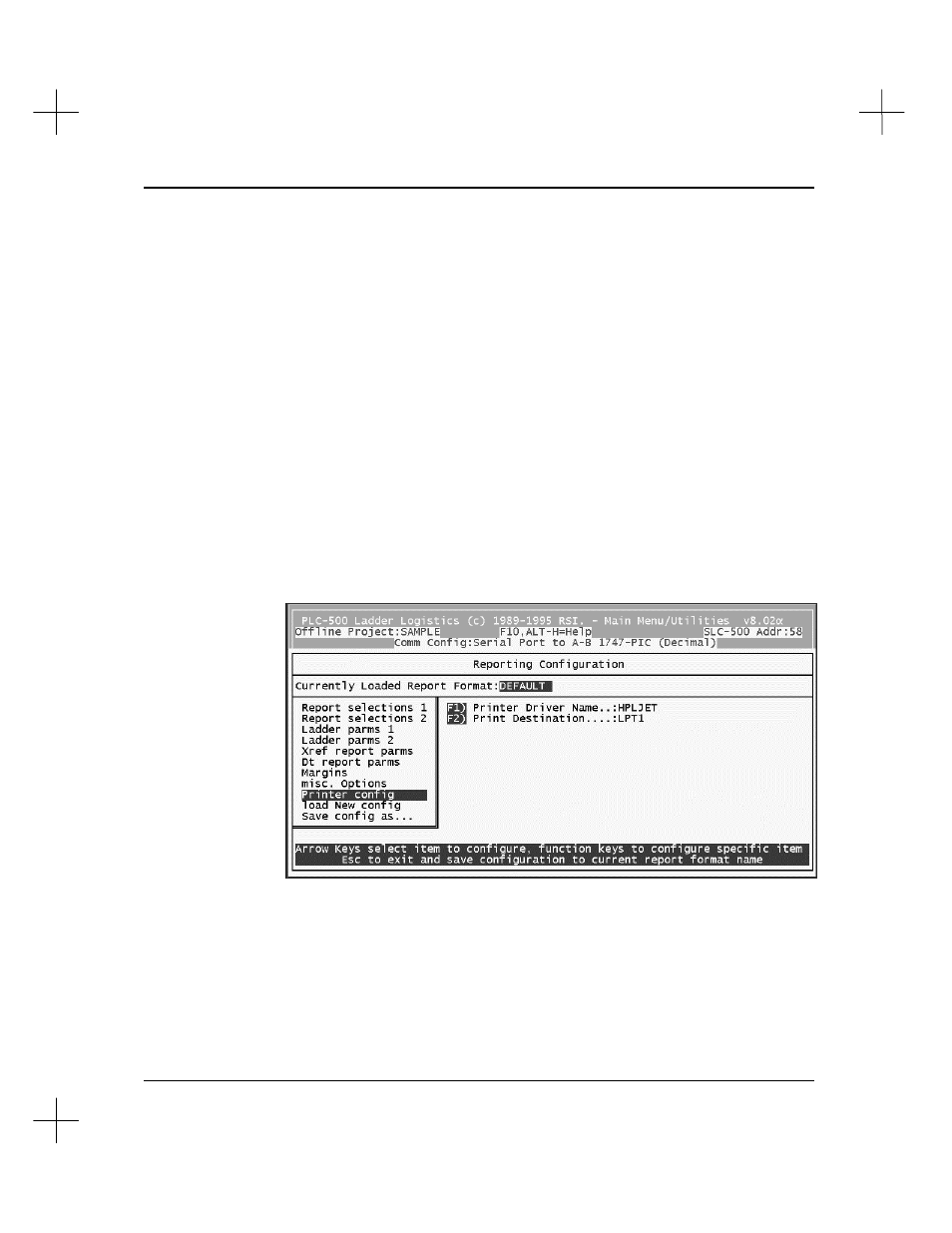 Select printer configuration | Rockwell Automation 9323-S5500D A.I. SERIES MICROLOGIX 1000 AND PLC-500 SOFTW User Manual | Page 245 / 547
