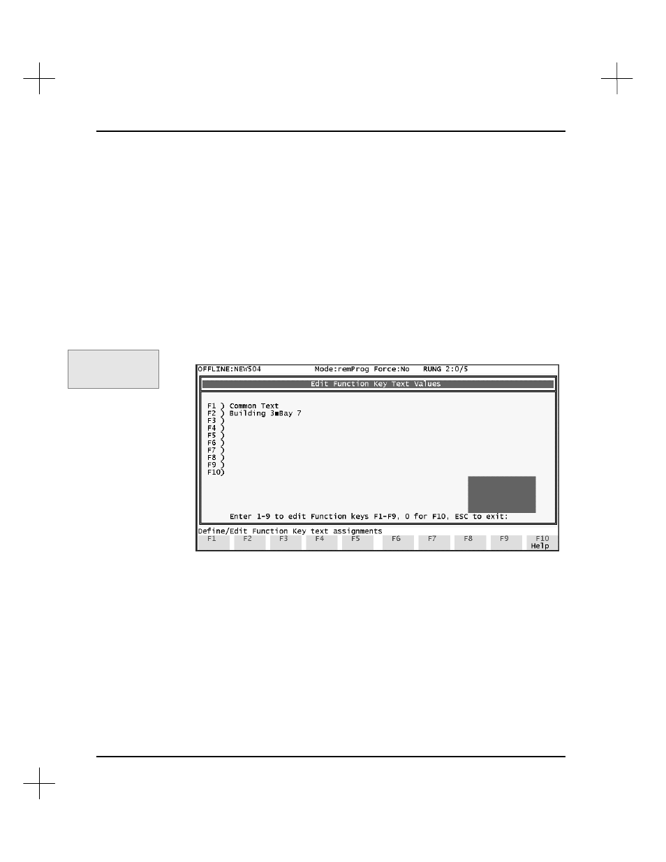 Function key text | Rockwell Automation 9323-S5500D A.I. SERIES MICROLOGIX 1000 AND PLC-500 SOFTW User Manual | Page 308 / 547