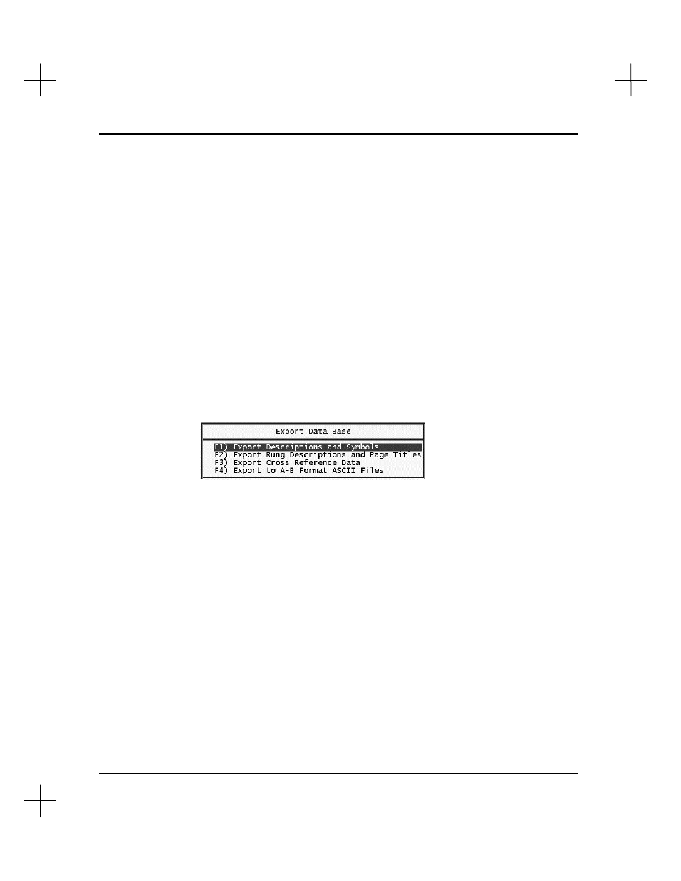 Export database, Export descriptions and symbols | Rockwell Automation 9323-S5500D A.I. SERIES MICROLOGIX 1000 AND PLC-500 SOFTW User Manual | Page 327 / 547