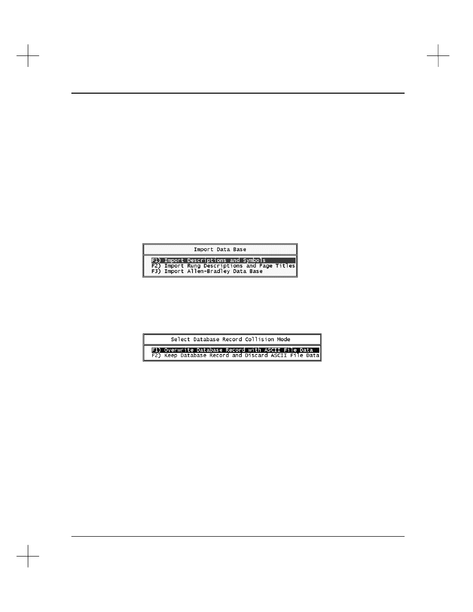 Import database, Import descriptions and symbols | Rockwell Automation 9323-S5500D A.I. SERIES MICROLOGIX 1000 AND PLC-500 SOFTW User Manual | Page 332 / 547