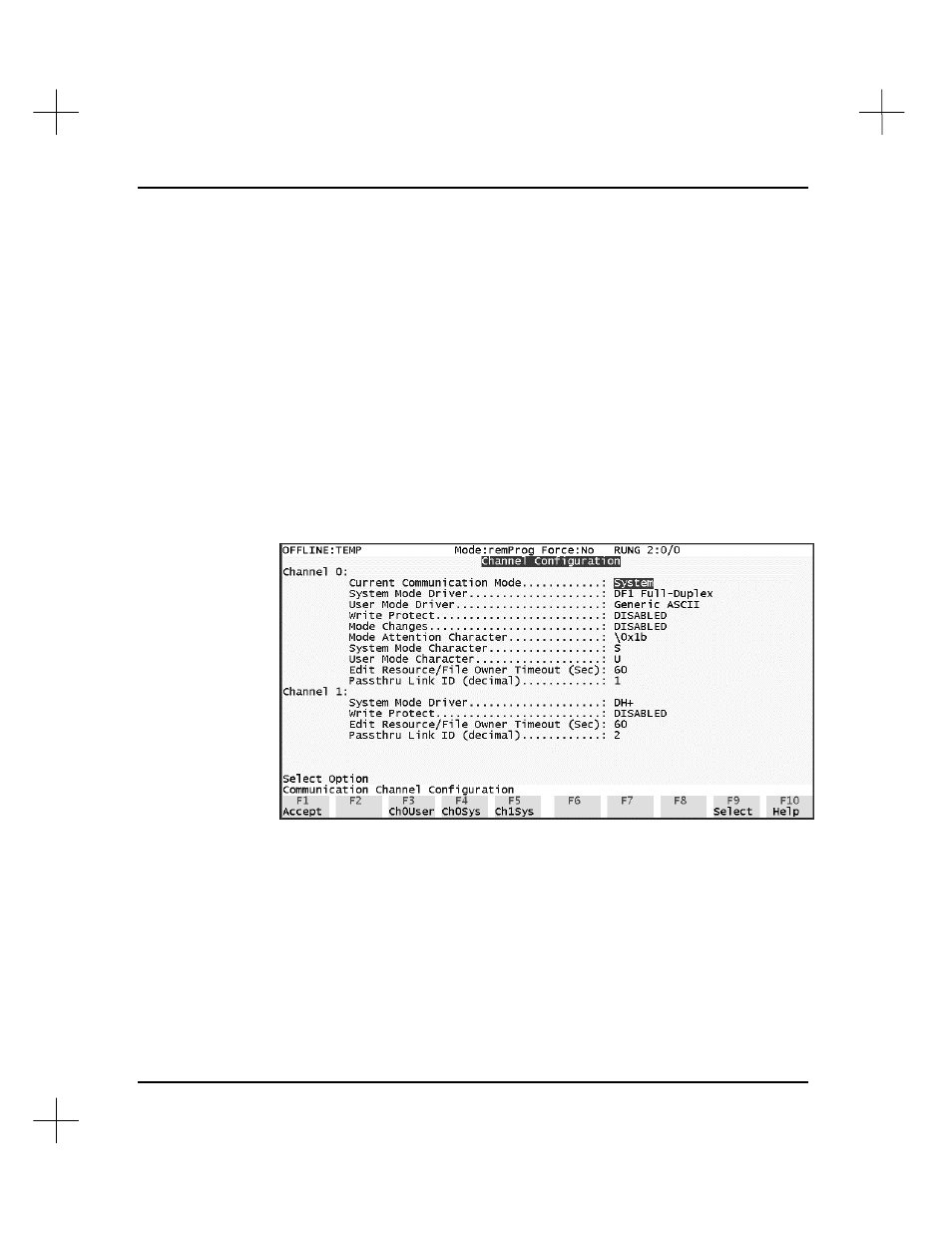 Configuring channel 1 | Rockwell Automation 9323-S5500D A.I. SERIES MICROLOGIX 1000 AND PLC-500 SOFTW User Manual | Page 396 / 547