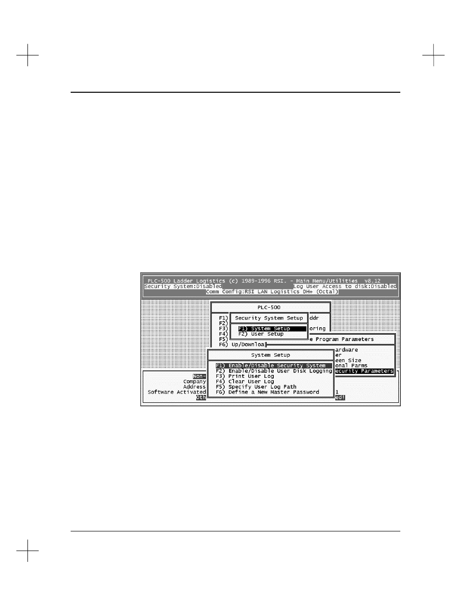Security system setup options | Rockwell Automation 9323-S5500D A.I. SERIES MICROLOGIX 1000 AND PLC-500 SOFTW User Manual | Page 487 / 547