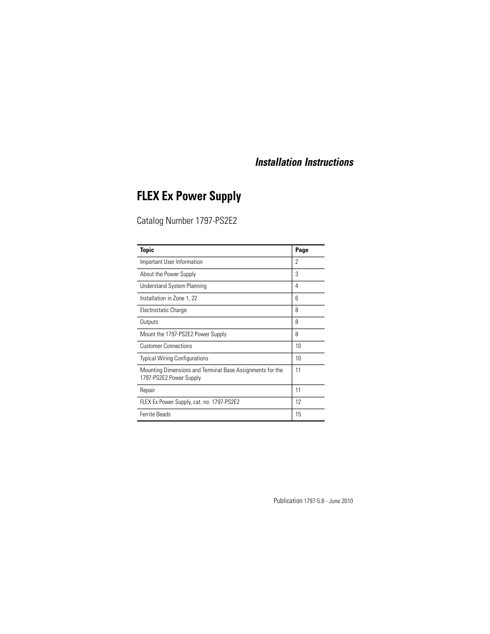 Rockwell Automation 1797-PS2E2 FLEX Ex Power Supply User Manual | 16 pages