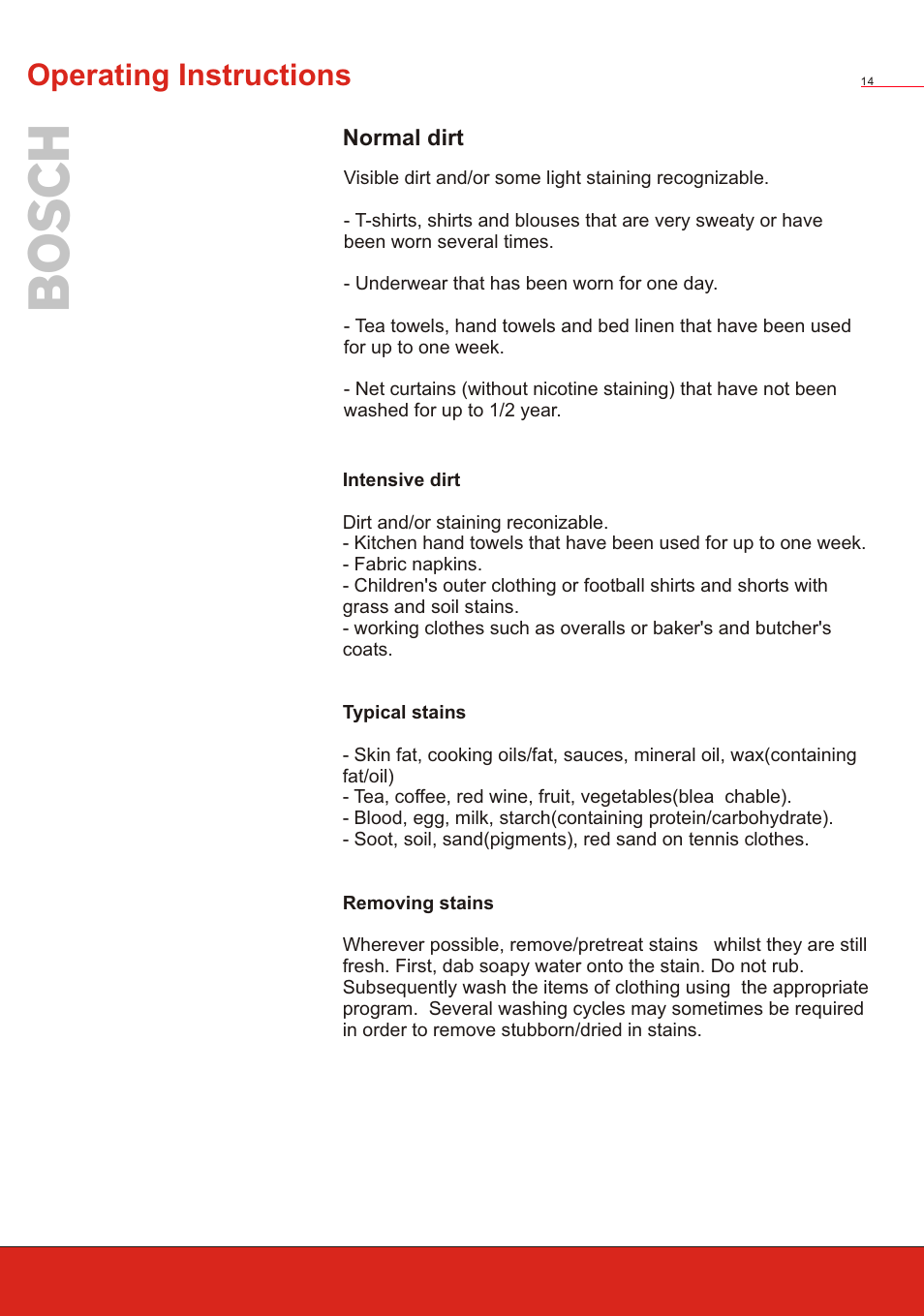 Т³ 16, Operating instructions | Bosch WVT 52458 User Manual | Page 16 / 49