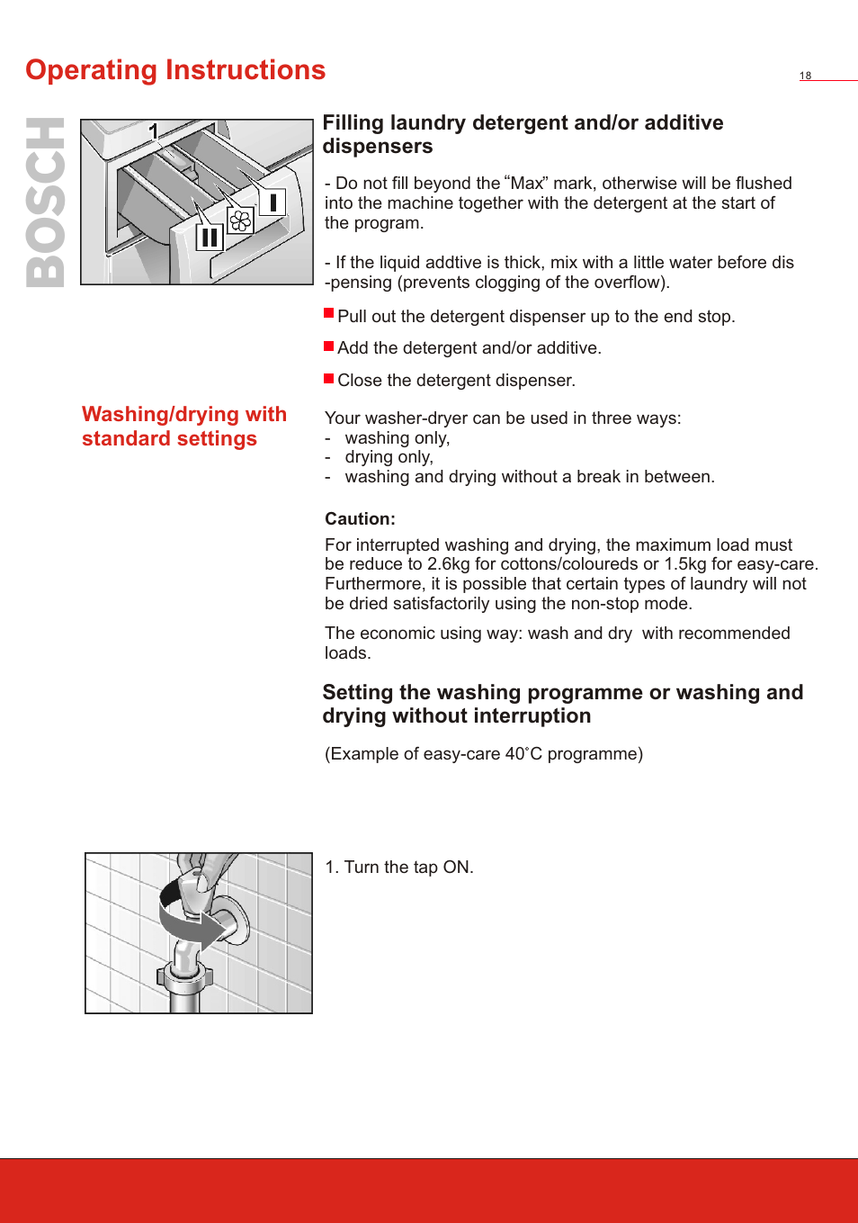 Т³ 20, Operating instructions | Bosch WVT 52458 User Manual | Page 20 / 49