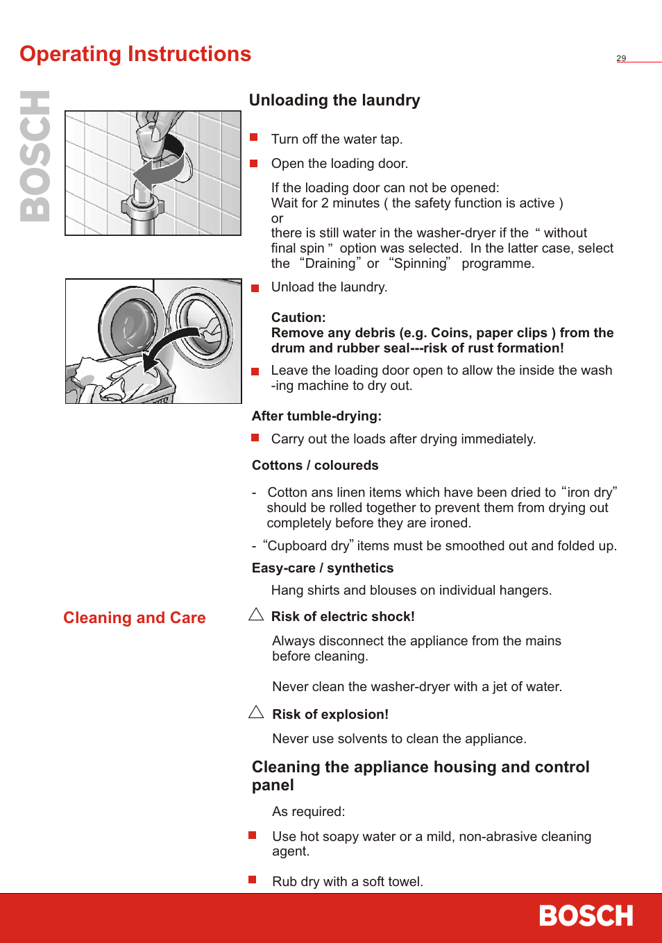 Т³ 31, Operating instructions | Bosch WVT 52458 User Manual | Page 31 / 49