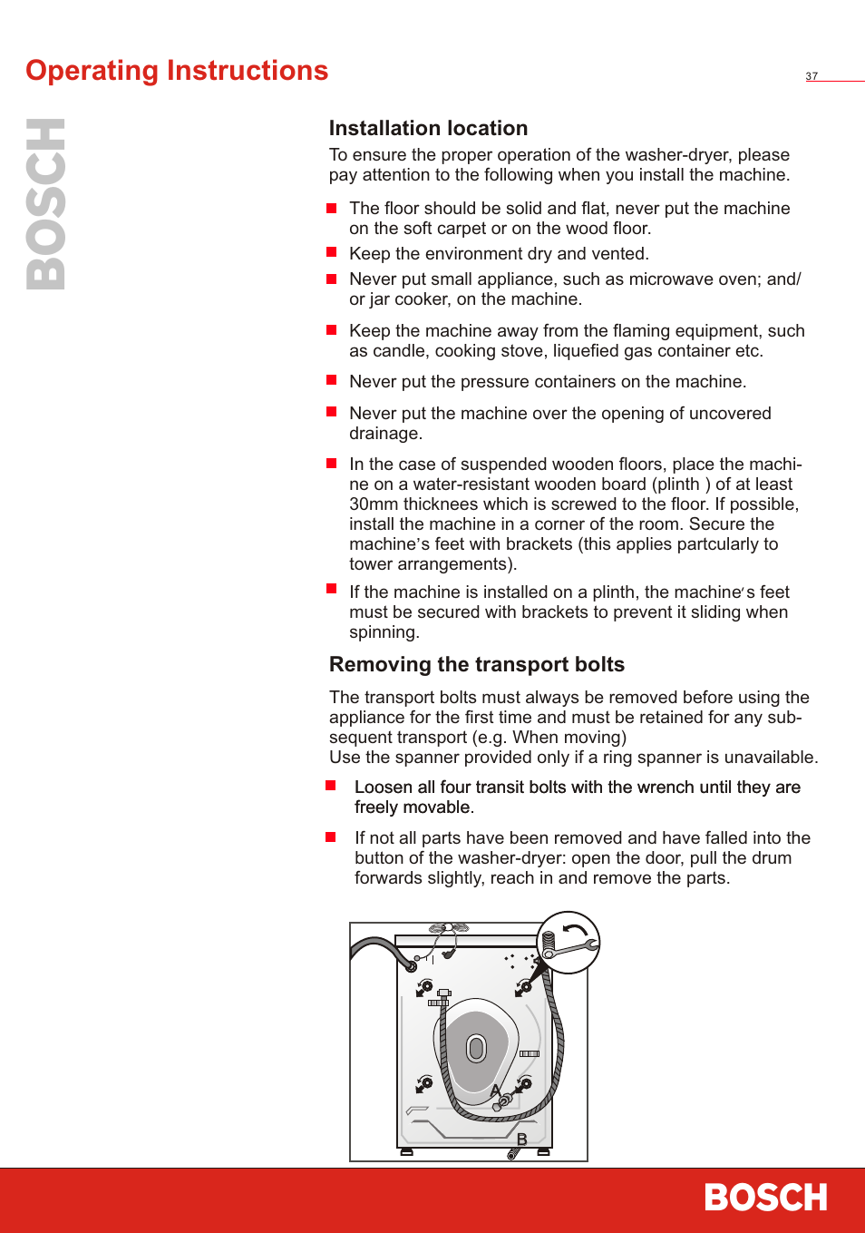 Т³ 39, Operating instructions | Bosch WVT 52458 User Manual | Page 39 / 49