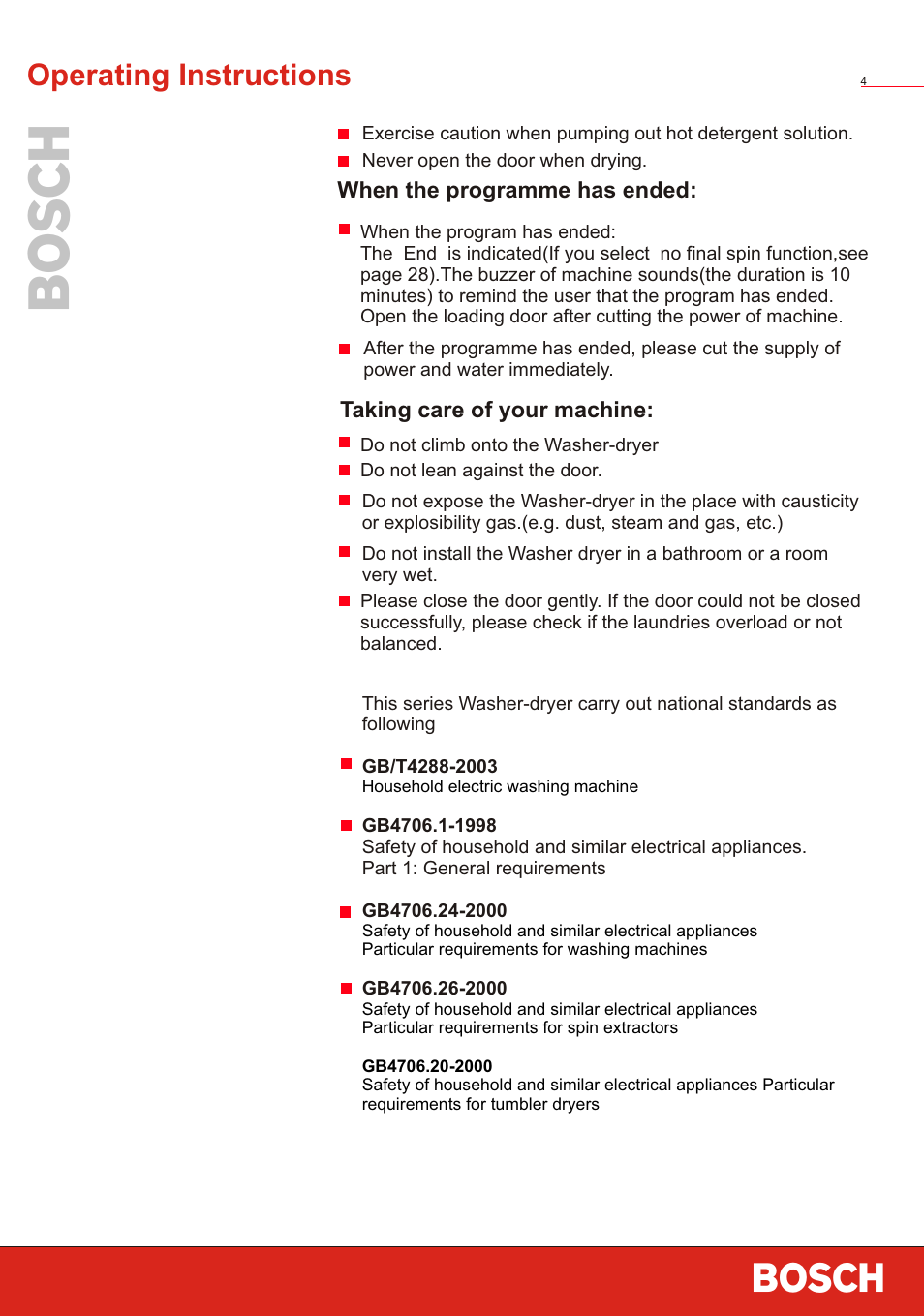 Т³ 6, Operating instructions | Bosch WVT 52458 User Manual | Page 6 / 49