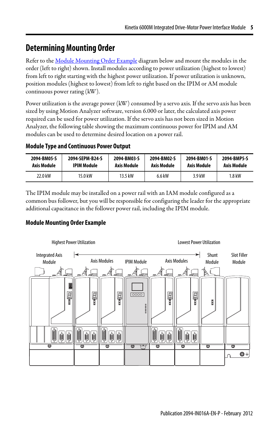 Determining mounting order | Rockwell Automation 2094-SEPM-B24-S Kinetix 6000M IDM Power Interface Module User Manual | Page 5 / 16