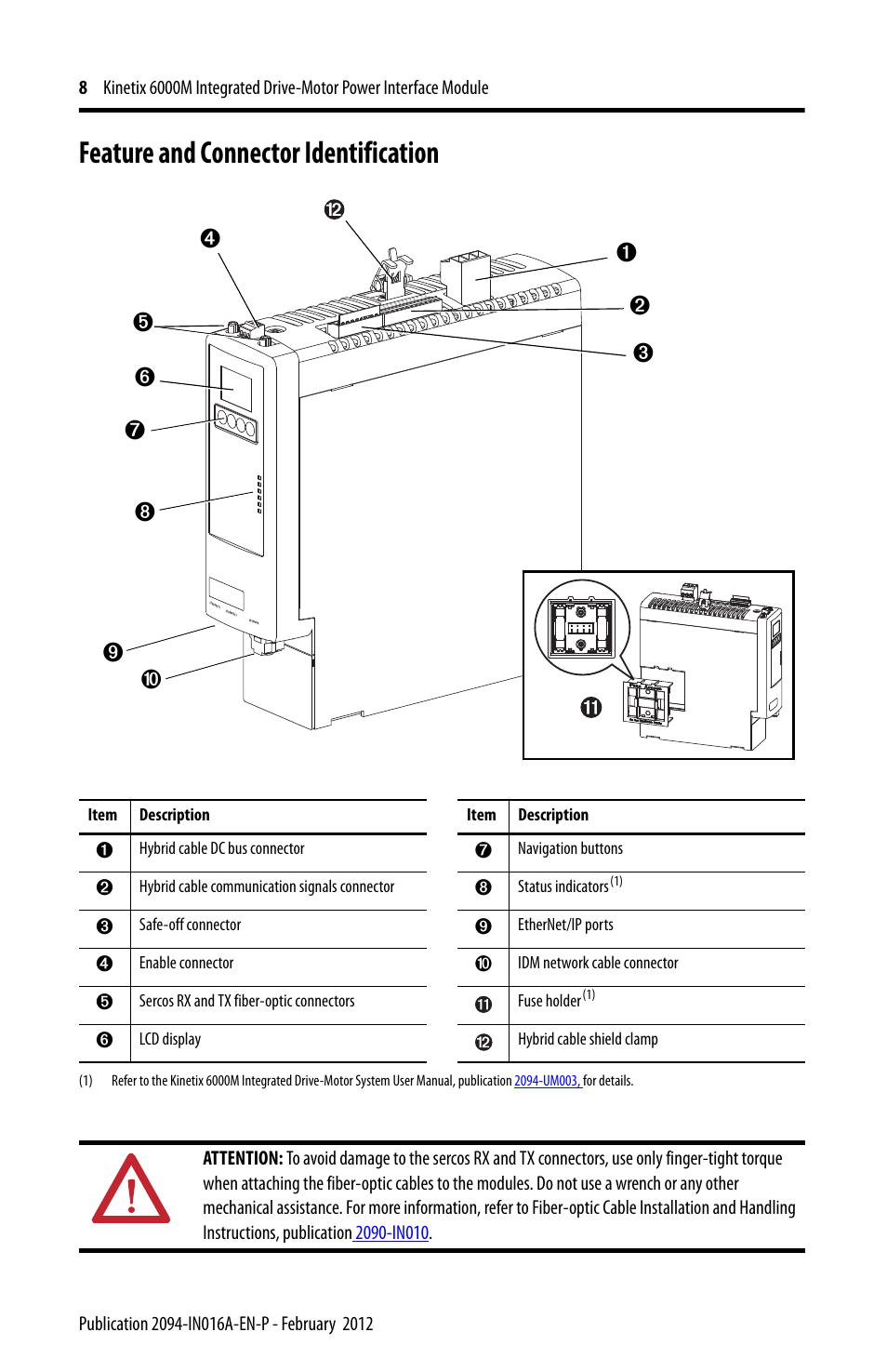 Feature and connector identification | Rockwell Automation 2094-SEPM-B24-S Kinetix 6000M IDM Power Interface Module User Manual | Page 8 / 16