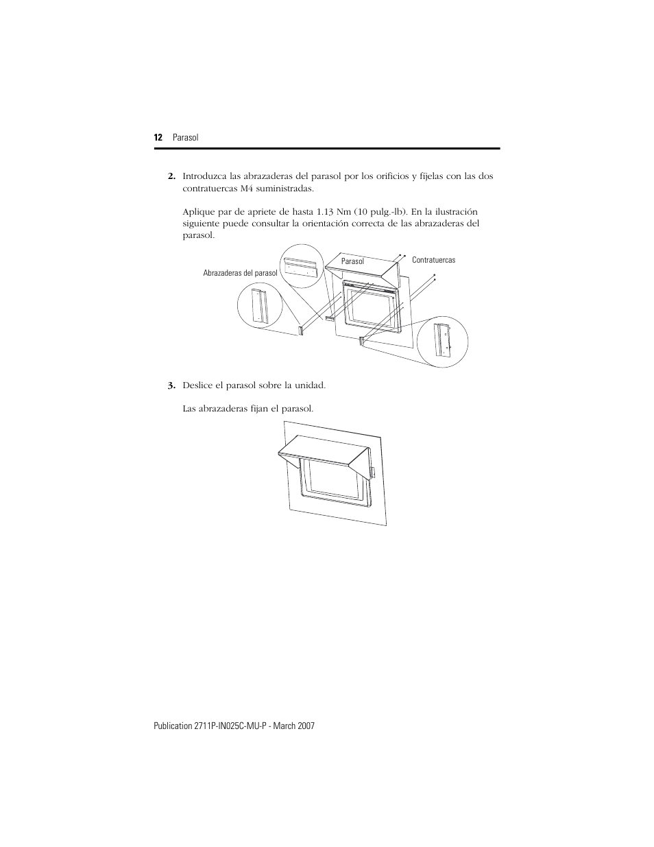 Rockwell Automation 2711P-RVT12 Solar Visor Accessory User Manual | Page 12 / 16