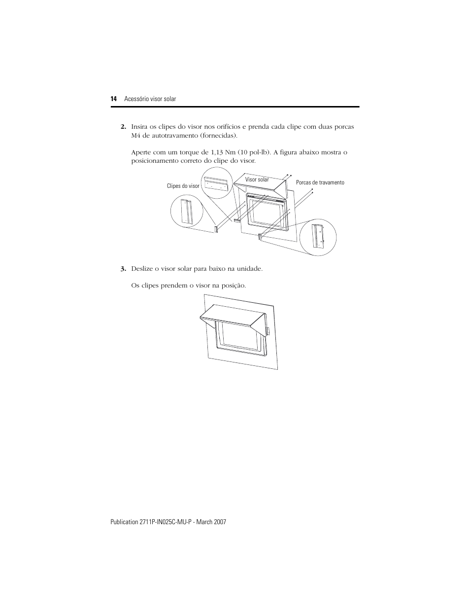 Rockwell Automation 2711P-RVT12 Solar Visor Accessory User Manual | Page 14 / 16