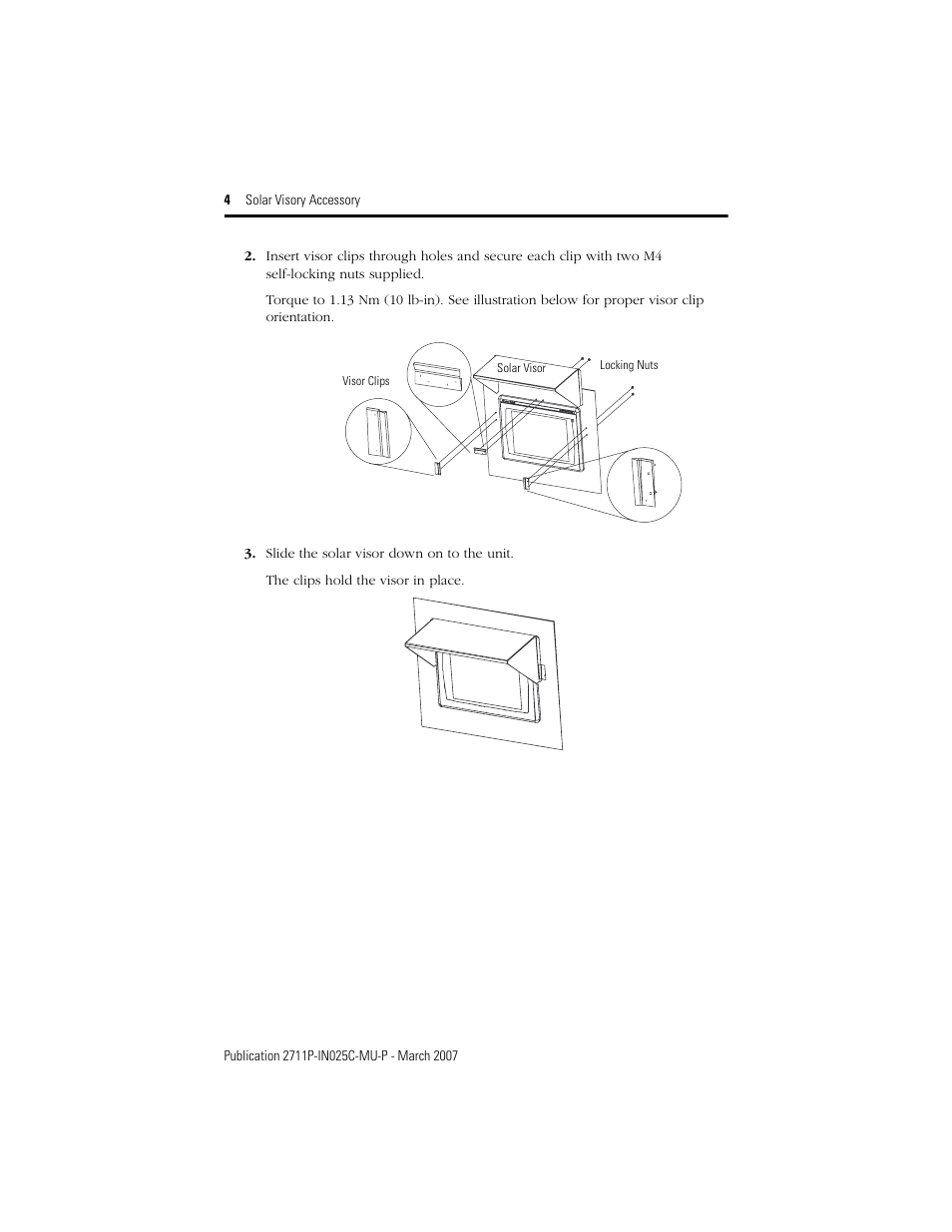 Rockwell Automation 2711P-RVT12 Solar Visor Accessory User Manual | Page 4 / 16