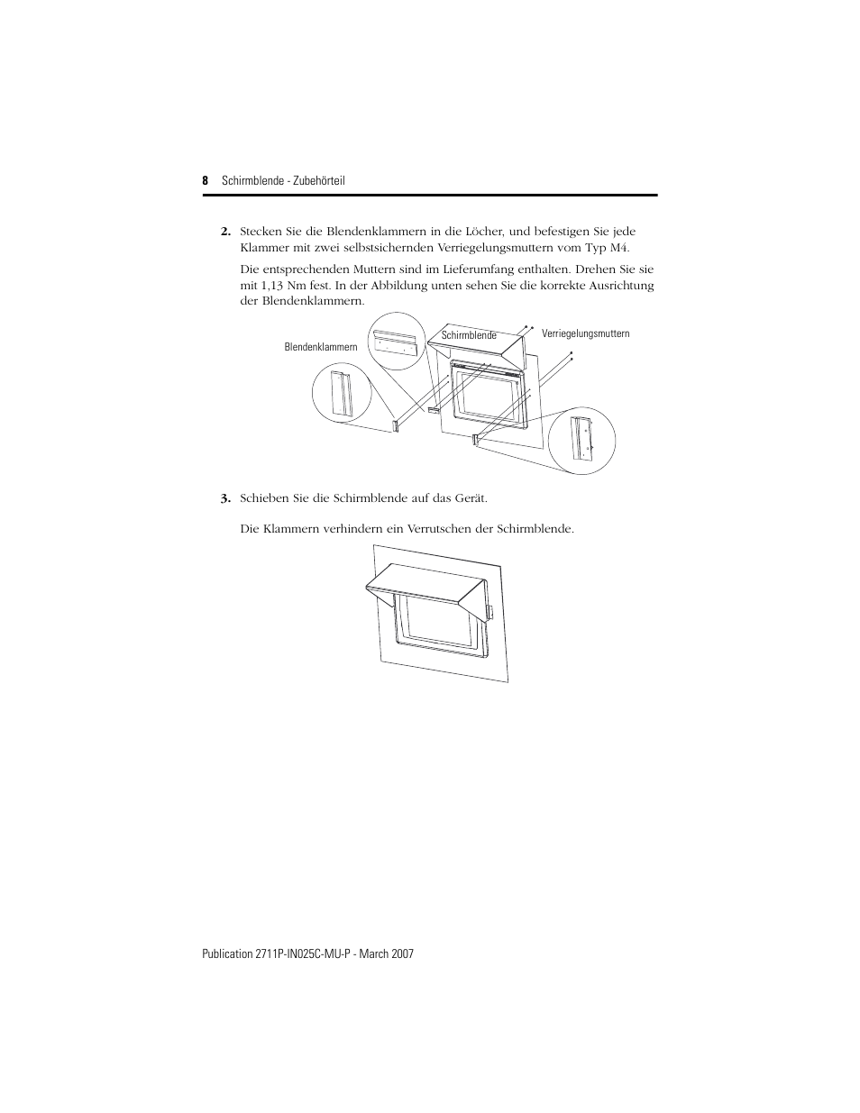 Rockwell Automation 2711P-RVT12 Solar Visor Accessory User Manual | Page 8 / 16