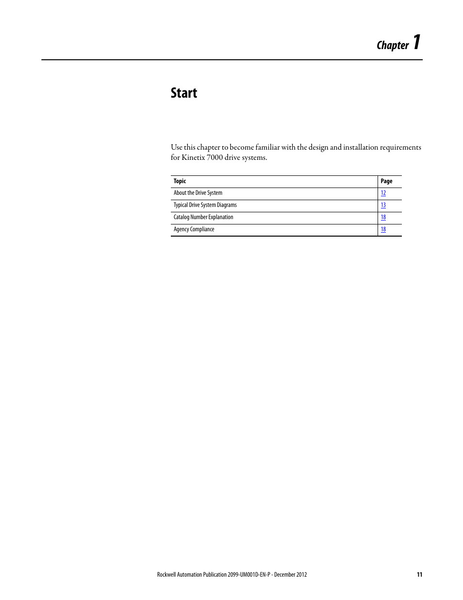 1 - start, Chapter 1, Start | Chapter | Rockwell Automation 2099-BMxx  Kinetix 7000 High Power Servo Drive User Manual User Manual | Page 11 / 190