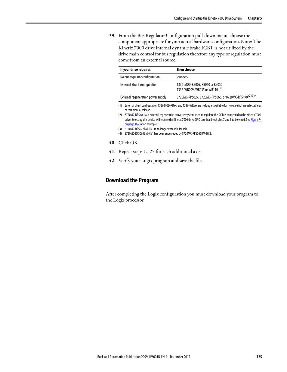 Download the program | Rockwell Automation 2099-BMxx  Kinetix 7000 High Power Servo Drive User Manual User Manual | Page 125 / 190