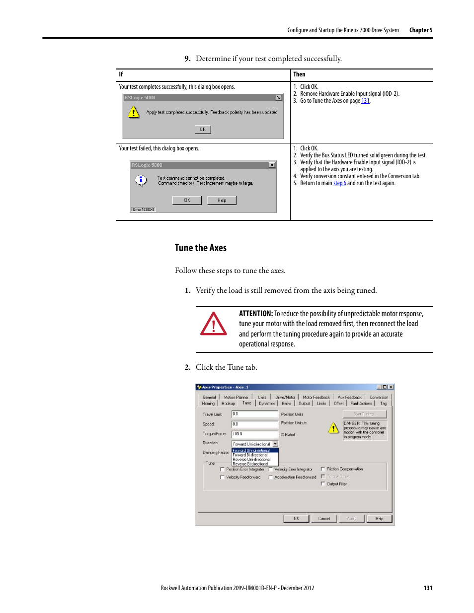 Tune the axes | Rockwell Automation 2099-BMxx  Kinetix 7000 High Power Servo Drive User Manual User Manual | Page 131 / 190