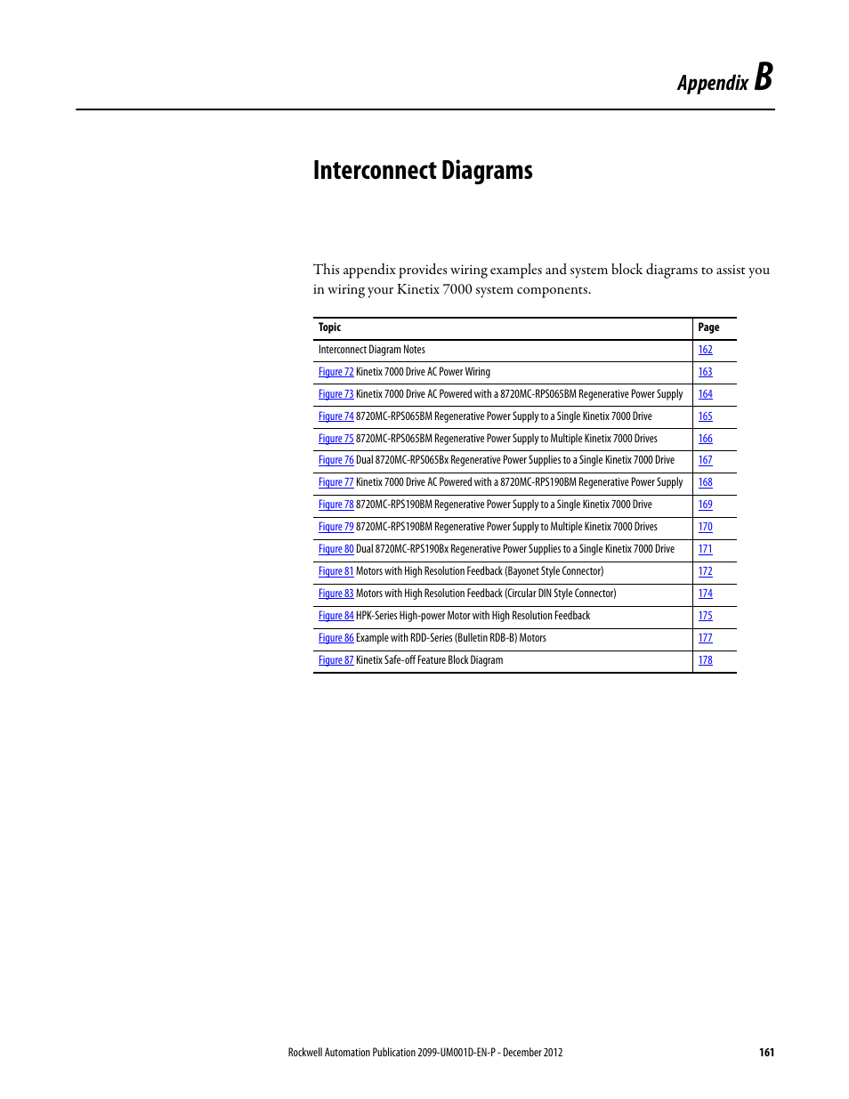 B - interconnect diagrams, Interconnect diagrams to, Appendix b | Interconnect diagrams, D in interconnect diagrams, E interconnect diagrams, For the, For t, Appendix | Rockwell Automation 2099-BMxx  Kinetix 7000 High Power Servo Drive User Manual User Manual | Page 161 / 190