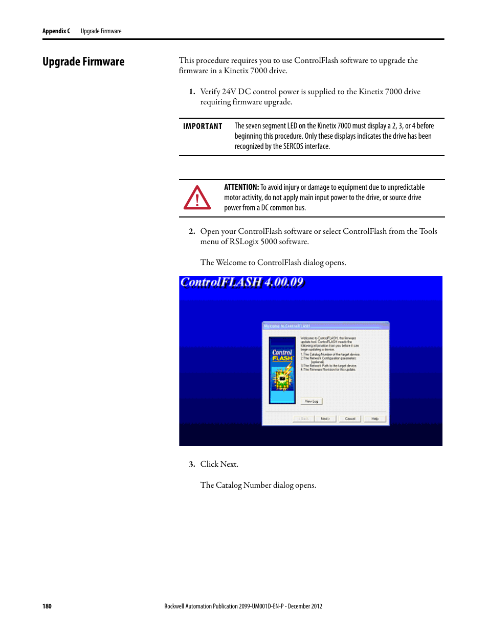 Upgrade firmware | Rockwell Automation 2099-BMxx  Kinetix 7000 High Power Servo Drive User Manual User Manual | Page 180 / 190