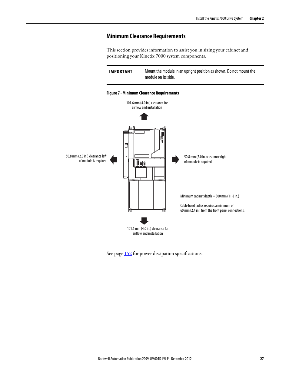 Minimum clearance requirements | Rockwell Automation 2099-BMxx  Kinetix 7000 High Power Servo Drive User Manual User Manual | Page 27 / 190