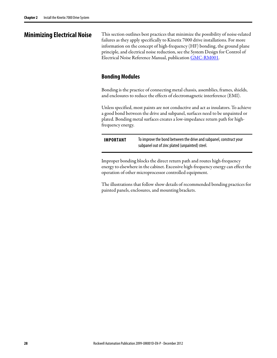 Minimizing electrical noise, Bonding modules | Rockwell Automation 2099-BMxx  Kinetix 7000 High Power Servo Drive User Manual User Manual | Page 28 / 190