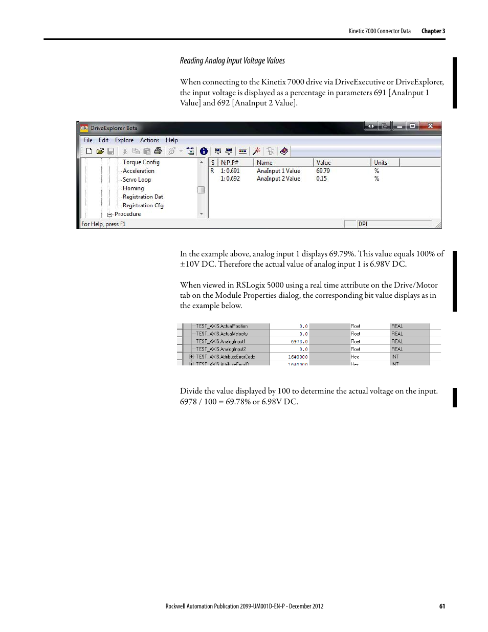 Reading analog input voltage values | Rockwell Automation 2099-BMxx  Kinetix 7000 High Power Servo Drive User Manual User Manual | Page 61 / 190