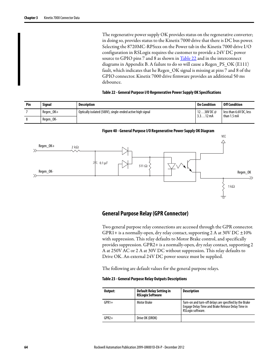 General purpose relay (gpr connector) | Rockwell Automation 2099-BMxx  Kinetix 7000 High Power Servo Drive User Manual User Manual | Page 64 / 190