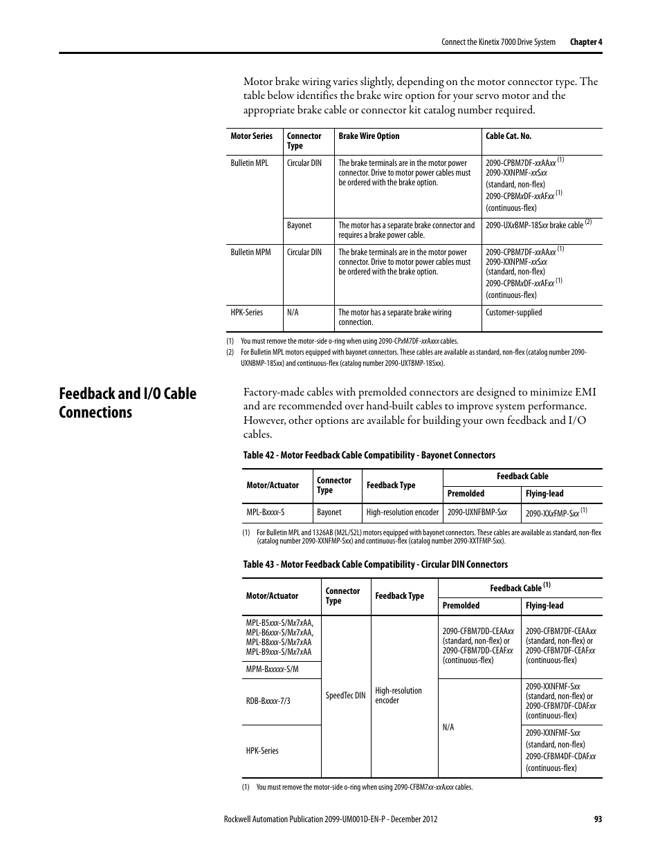 Feedback and i/o cable connections | Rockwell Automation 2099-BMxx  Kinetix 7000 High Power Servo Drive User Manual User Manual | Page 93 / 190