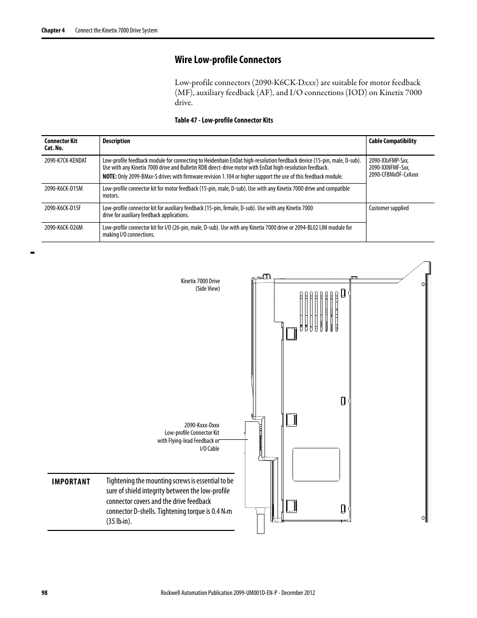 Wire low-profile connectors, Wire low-profile connectors on | Rockwell Automation 2099-BMxx  Kinetix 7000 High Power Servo Drive User Manual User Manual | Page 98 / 190