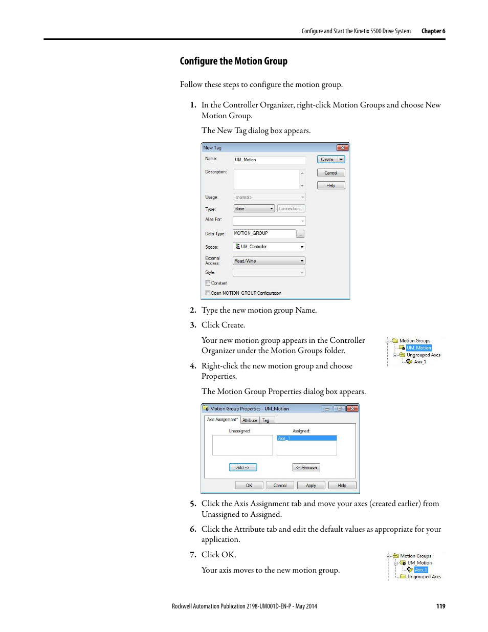 Configure the motion group | Rockwell Automation 2198-Hxxx Kinetix 5500 Servo Drives User Manual User Manual | Page 119 / 244