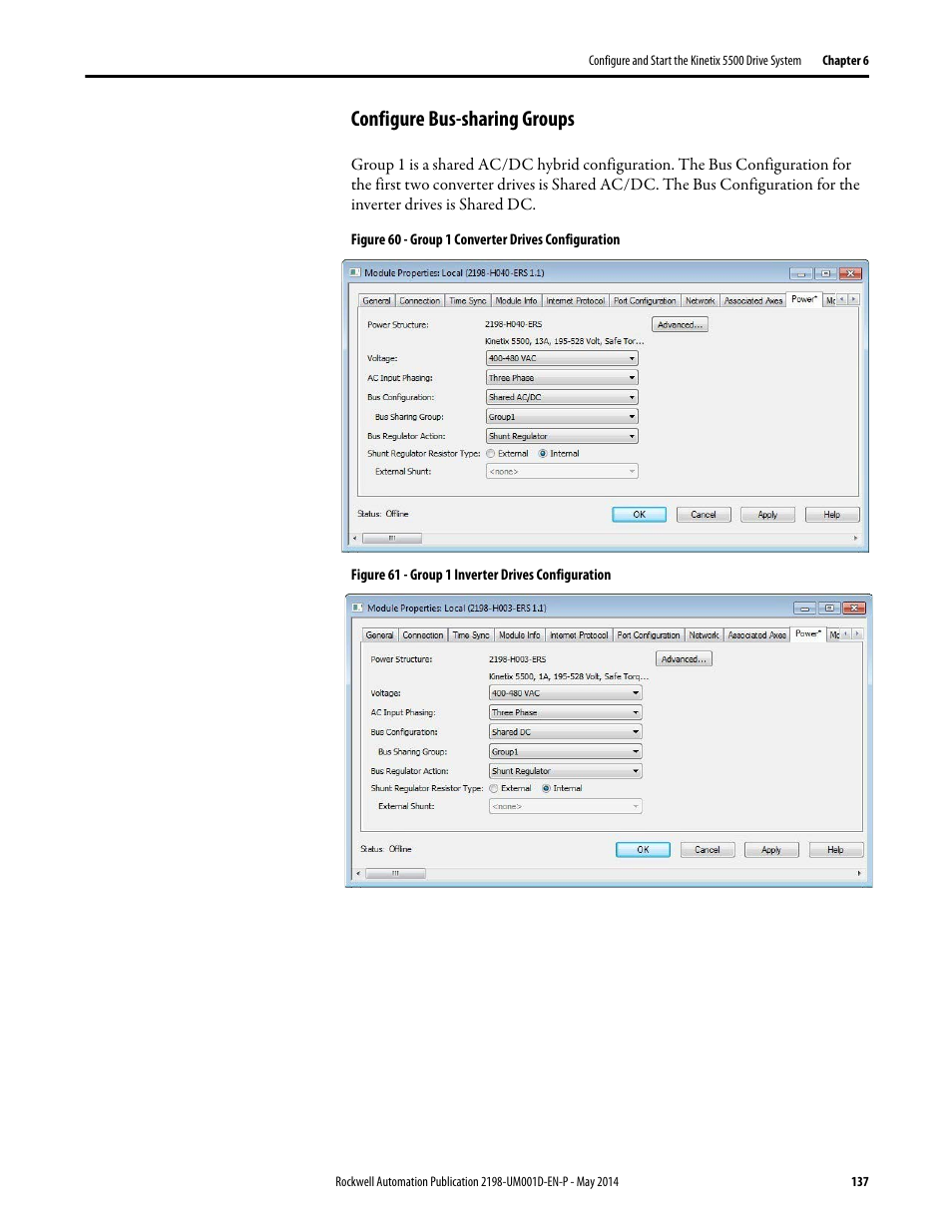 Configure bus-sharing groups | Rockwell Automation 2198-Hxxx Kinetix 5500 Servo Drives User Manual User Manual | Page 137 / 244