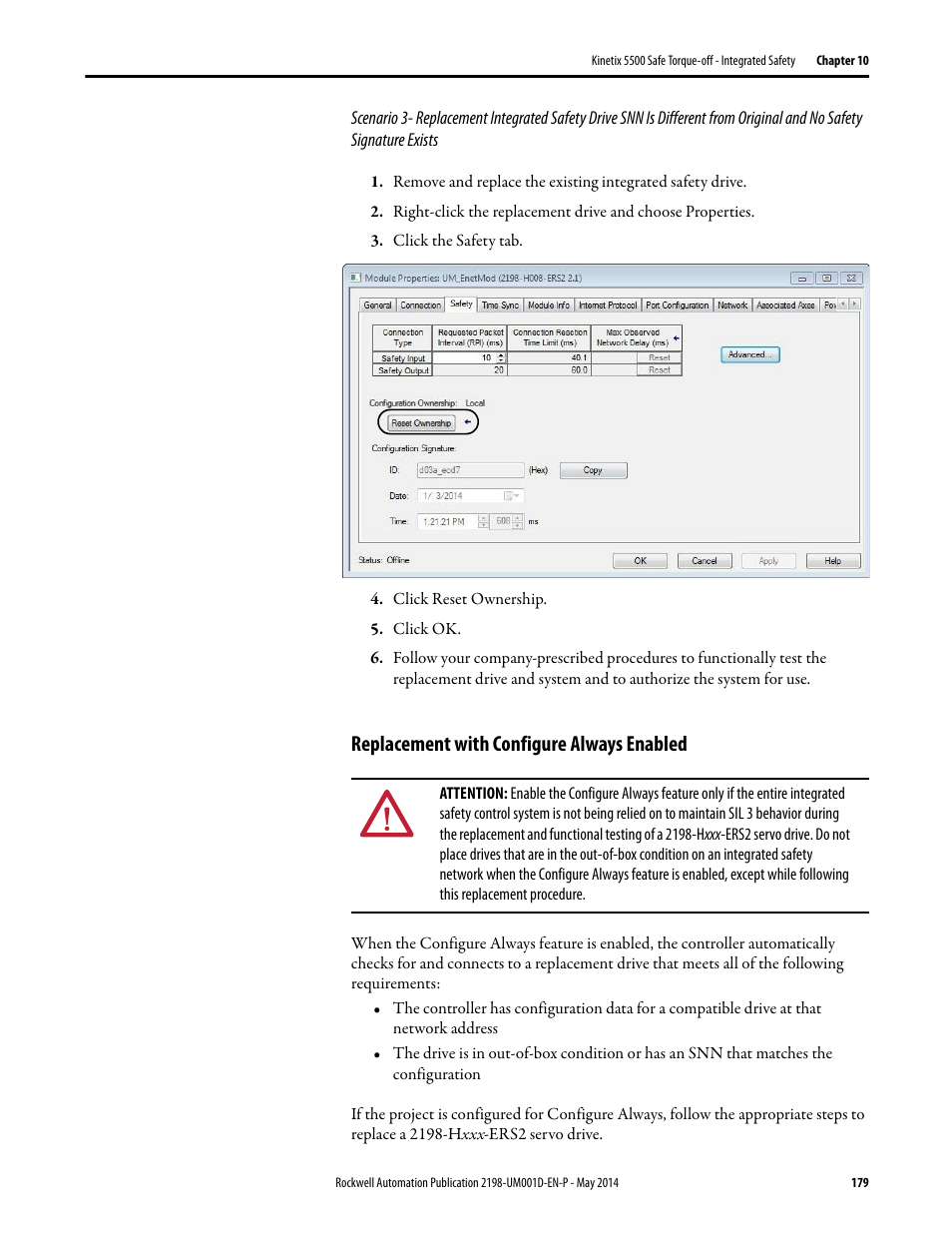 Replacement with configure always enabled | Rockwell Automation 2198-Hxxx Kinetix 5500 Servo Drives User Manual User Manual | Page 179 / 244